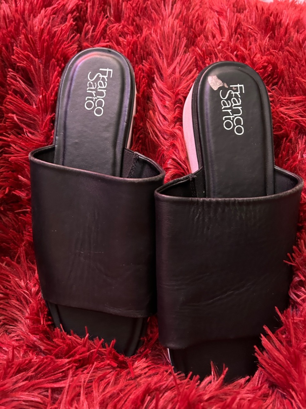 Franco Sarto Black Slip-On Mules